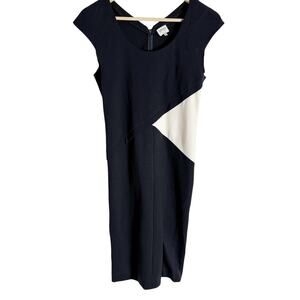 Armani Collezioni Italian Midnight Blue White Colorblock Sheath Dress Size 4